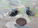 STRIKING Vintage Signed Continental Earrings, Screw Back Earrings Silver Tone and Sparkling Crystal Rhinestones Vintage Collectible Jewelry