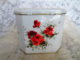 LOVELY Vintage English Biscuit or Candy Tin,Hinged Lid Canister Tin,Pretty Roses,Litho Box,Vintage Tin Boxes,Collectible Mid Century Tins