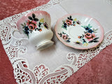 CHARMING Royal Albert English Bone China Teacup and Saucer,REFLECTION Series,Pink Roses,Pedestal Cup,Collectible Vintage Teacups