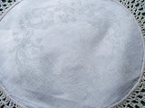 BEAUTIFUL Antique Large Doily Center Piece Intricate Hand Crochet Lace and Pansies Damask Irish Linen Center Fine Vintage Linens