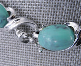 FABULOUS 1950s Mid Century Turquoise Glass Stones and Silver Tone Metal Necklace Collectible Vintage Jewelry