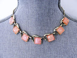 1950s Thermoset Sparkle Pink Thermoplastic and Gold Tone Metal Necklace Wear or Collect Vintage Costume Jewelry