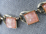 1950s Thermoset Sparkle Pink Thermoplastic and Gold Tone Metal Necklace Wear or Collect Vintage Costume Jewelry