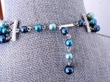 Vintage 50s AMAZING Multi Strand Bead and Cut Crystal Necklace Cool Blues Day or Evening Quality Costume Jewelry