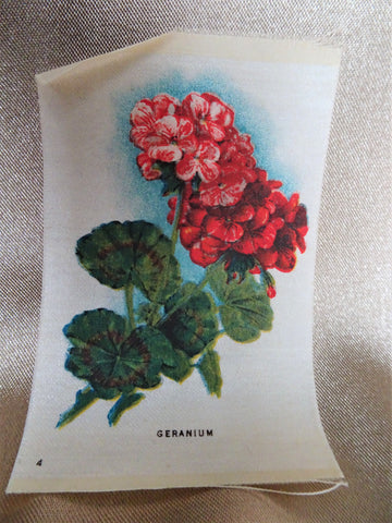 COLORFUL Antique Printed Silk Flowers,Geranium Flowers,Floral Silks, Antique Quilt Silks, Craft Silks,For Fine Sewing Quilting Projects or Frame It For Shabby Chic Romantic Cottage Décor