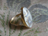 Rare Antique GEORGIAN Blue Urn MEMORIAL Mourning Ring Enamel and Rock Crystal Dated 1788 Memento Mori Jewelry