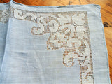 Lovely WEDDING HANDKERCHIEF,DrawnThread Work,Embroidery,Gorgeous Bridal Hankie,Finest Linen Hanky,Something Blue,Collectible Vintage Hankies