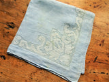Lovely WEDDING HANDKERCHIEF,DrawnThread Work,Embroidery,Gorgeous Bridal Hankie,Finest Linen Hanky,Something Blue,Collectible Vintage Hankies