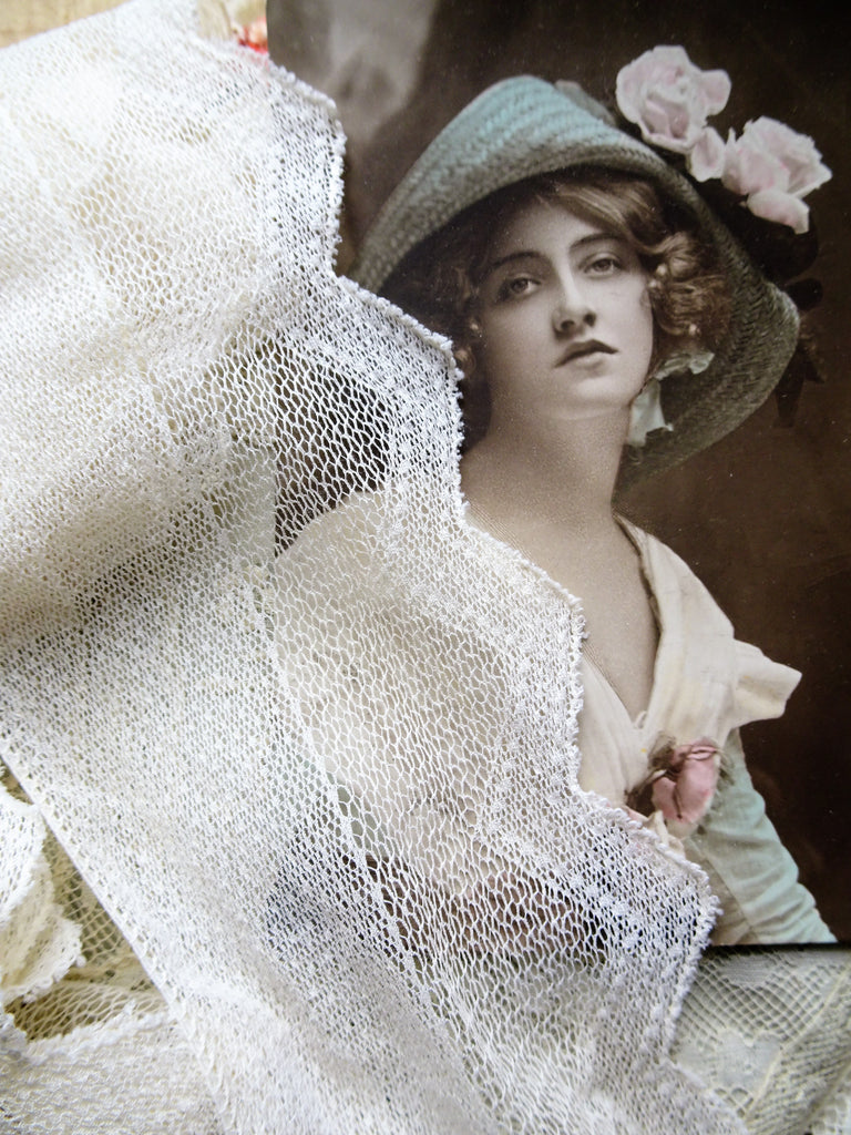 LOVELY Victorian French Netted Lace, Perfect For Dolls,Bridal Dress,Fine Heirloom Sewing, Collectible Antique Lace