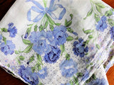 LOVELY Vintage Floral Printed Hanky Handkerchief Baby Blue Flowers Perfect To Frame or Give As Gift Collectible Printed Hankies