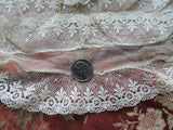 ANTIQUE Pretty French Lace Insert Jabot, Doll Size Lace, Fine Heirloom Sewing, Collectible Vintage Lace
