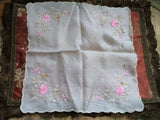 BEAUTIFUL Antique Embroidered Silk Handkerchief Hanky,Perfect For Bride,Special Wedding Hankie,Collectible Vintage Hankies