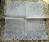 GORGEOUS WEDDING Hanky,Lots of Handwork,Vintage Handkerchief,Bridal Hankie,Raised Roses Embroidery,Collector or Bridal Heirloom,Vintage Hankies