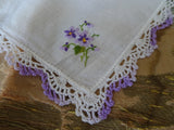 LOVELY Floral Embroidered Hankie,Vintage Handkerchief,Pansy Embroidery,Wedding Bridal Hanky Gifts,Collectible Hankies