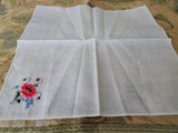 RESERVED LOVELY Vintage Hand Embroidered Hanky, Poppy Flowers Poppies,Bridal Handkerchief,Hankie,Never Used,Collectible Vintage Hankies