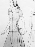 1940s CUTE Two Pc Frock Dress Pattern BUTTERICK 9392 Longer Length Overblouse Flared Skirt Pretty Style Details Bust 36 Vintage Forties Sewing Pattern FF