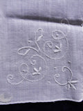 1930s Vintage Fine Hand Embroidered Hankie Handkerchief White Work Embroidery Wedding Bridal Bridesmaids Special Hanky