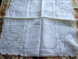 1930s Vintage MADEIRA Hand Embroidered Hankie Handkerchief White Work Embroidery ROSES Openwork Wedding Bridal Bridesmaids Special Hanky