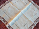 BEAUTIFUL Vintage French Lace Edged Handkerchief Linen Hanky Perfect Hankie For Bride To Be Special Wedding Bobbin Lace Downton Abbey Era