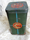 CHARMING English Antique TETLEY TEA Hinged Lid Canister Tin Te Caddy Tin Half Pound Golden Tips Tin Farm House Decor Advertising Tea Tin