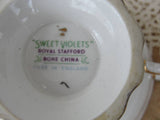 BEAUTIFUL Vintage  Footed Teacup and Saucer Royal STAFFORD English Bone China Sweet Violets Cup  and Saucer Bridal Showers Tea Parties,Gifts