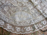 AMAZING Antique French Normandy Lace Pillow Sham Gorgeous Lace Hand White Work Embroidery, Large Lace Boudoir Pillow Case, Chateau Decor