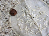 AMAZING Antique French Normandy Lace Pillow Sham Gorgeous Lace Hand White Work Embroidery, Large Lace Boudoir Pillow Case, Chateau Decor