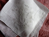LOVELY Vintage MADEIRA Embroidered Hankie Monogram E Handkerchief ,WhiteWork ,Embroidery Openwork, Wedding Bridesmaid Hanky, Bridal Hankies