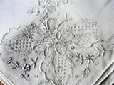 VINTAGE Wedding Handkerchief Drawn Thread, Open Work and Embroidery Beautiful Bridal Hankie Stunning Madeira  Linen Hand Rolled Edge Hanky