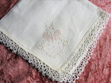 Charming BRIDAL Antique Hanky,Drawnthread Work Butterfly Tatted Tatting Lace Hankie WEDDING HANDKERCHIEF Bridal Hanky Collectible Hankies