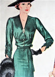1930s DRAMATIC Evening Dress Pattern McCall 9502 Gorgeous Art Deco Style Details Bust 38 Vintage Sewing Pattern FACTORY FOLDED