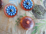 VINTAGE Pretty Lucite Buttons, Set of 5 Large Pinky Rose, Pearl Blue,Collectble Buttons,Vintage Clothing Repair, Original 40s 50s Button Set