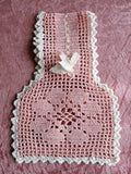 ADORABLE Antique Pink Crochet Little Girls Purse, Perfect Wedding Flower Girl Bag, Pretty Rosy Pink,Edged White,Hand Made Crochet Lace Purse