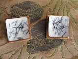 VINTAGE 1950s EAMES ERA Copper and Enamel Earrings ,Matisse Renoir Atomic Pattern,Curtis Tamm Enamel Striking Luminous Black n White Enamel