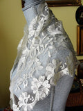 GORGEOUS Antique Silk Lace Shawl,Chantilly Lace, Bridal Shawl, Bridal Scarf, Mantilla, Head Scarf, Vintage Clothing, Lovely Lace