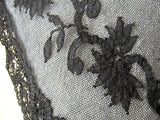 GORGEOUS Antique Black Lace Shawl, Netted Lace Collar,Victorian Mourning Lace, French Lace, Shoulder Wrap,Vintage Clothing, Lovely Lace