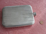 ANTIQUE Large Curved Hip Flask,Pocket Liquor Flask, English Pewter Flask,Gents Art Deco Flask, Mens Vintage Flask,Monogram deW, Gift For Him