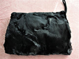 BEAUTIFUL Antique Victorian-Edwardian Black Fur Muff, Zippered Pocket, Attached Interior Change Purse, Large Vintage Fur Handbag Purse