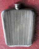 ANTIQUE Large Curved Hip Flask,Pocket Liquor Flask, English Pewter Flask,Gents Art Deco Flask, Mens Vintage Flask,Monogram deW, Gift For Him