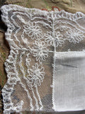 BEAUTIFUL Vintage Lace Hanky,BRIDAL WEDDING Handkerchief,Special Lace Hankie,Lovely Tambour Lace,Netted Lace,Collectible Bridal Lace Hankies