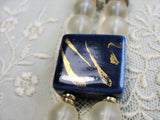 BEAUTIFUL Vintage 1950s-60s Japanese Ceramic n Glass Necklace,Unique Necklace, Frosted Glass Beads,Vintage Made In Japan Jewelry,Collectible