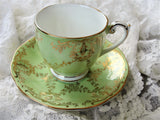 VINTAGE Queen Anne English Bone China DEMITASSE Cup and Saucer,Lavish Chintz Gold,Cappuccino,Espresso Coffee Cup and Saucer,Collectible