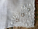 Vintage MADEIRA Embroidered Hankie, Openwork Handkerchief,WhiteWork Embroidery,Wedding Bridal Bridesmaid Hankies,Collectible Vintage Hankies