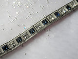 ART DECO Antique BRACELET,Gatsby Bracelet,Bridal Bracelet,Roaring 20s Sparkling White and Blue Sapphire Paste Stones,Antique Wedding Jewelry