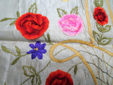 BEAUTIFUL Antique French Ribbon Roses Flowers Souvenir Pillow Case,Gorgeous Handworked Ribbon Flowers,Wide French Lace,WWI Gift From France
