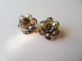 DAZZLING Crystal Glass Earrings,Sparkling Aurora Borealis Topaz Crystals,1950s Clip On Earrings,Mid Century,Collectible Vintage Jewelry