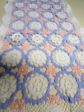 LOVELY Vintage Hand Made Lace Table, Buffet or Dresser Runner,White Pink,Lilac Crochet Lace,Crocheted Lace Runner, French Farmhouse Wedding