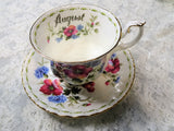 PRETTY Royal Albert English Bone China Teacup and Saucer,Flower of The Month Series,POPPY Flowers,Pedestal Cup,Collectible Vintage Teacups