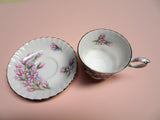 VINTAGE Royal Albert English Bone China Teacup Saucer,Purple Gold Floral Teacup,Pink Flowers Cup,Tea Lover Gift,Collectible Vintage Teacups