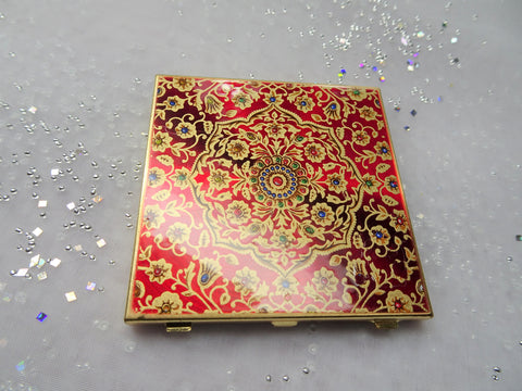 VINTAGE 1950s Ladies Mirror Compact, Beautiful Enamel Purse Mirror Compact, Vanity Display,Collectible Mirrors Compacts